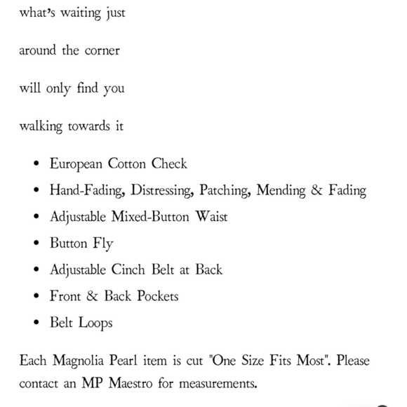 Magnolia Pearl miner Cargo Patchwork Distressed pants NWOT - Picture 15 of 15